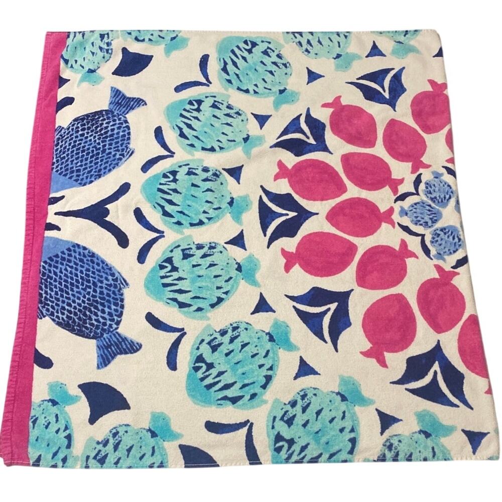 Vintage Tropical Fish Large Beach Towel Bright Retro 90s Beach Summer Ocean Sea